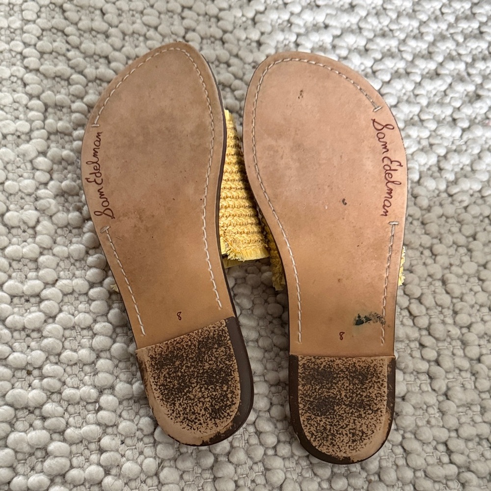 Sam Edelman Mustard Woven Slide Sandals - Picture 4 of 4